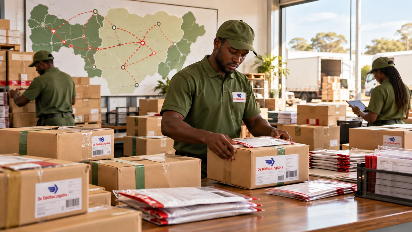 Parcels and waybills being prepared for Northern State deliveries